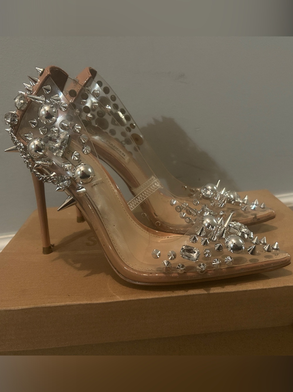 SteveMadden Clear Veronica Heels
